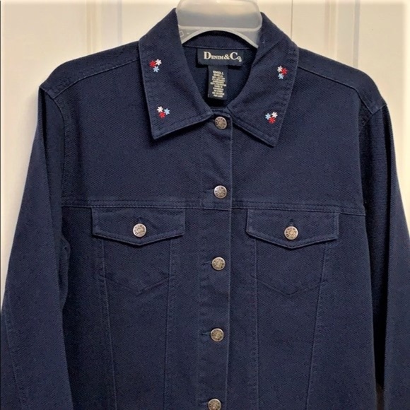 Denim & Company Jacket Size S Embroidered flowers - Picture 2 of 6